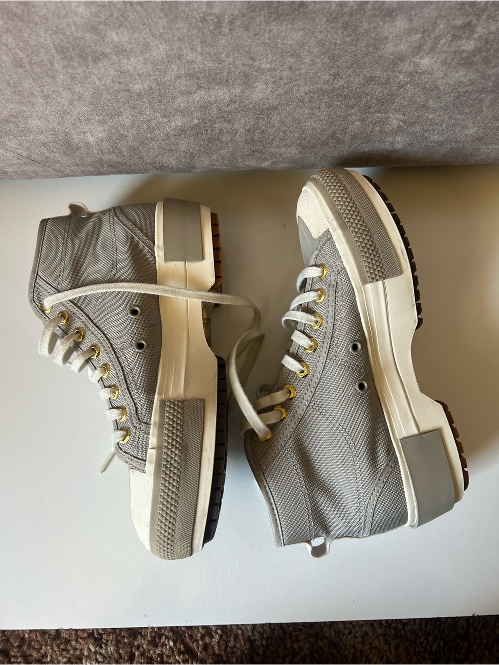 adidas Women's High-Top Sneakers in Light Gray and White - Picture 4 of 9